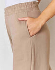 RISEN Wide Waistband Slit Wide Leg Pants