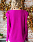 First Love Texture Puff Sleeve Round Neck Blouse