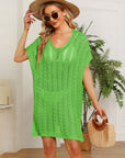 Openwork Side Slit Knit Dress - Online Only