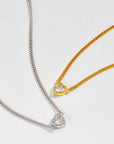 Heart Inlaid Zircon 925 Sterling Silver Necklace