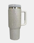 Rhinestone Stainless Steel Tumbler with Straw