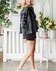 Veveret Star Embroidered Hooded Denim Jacket