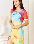 Double Take Tie-Dye V-Neck Twisted Dress