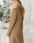 Basic Bae Full Size Ribbed Round Neck Long Sleeve Slit Top