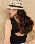 Fame Fight Through It Lace Detail Straw Braided Fashion Sun Hat - Online Only