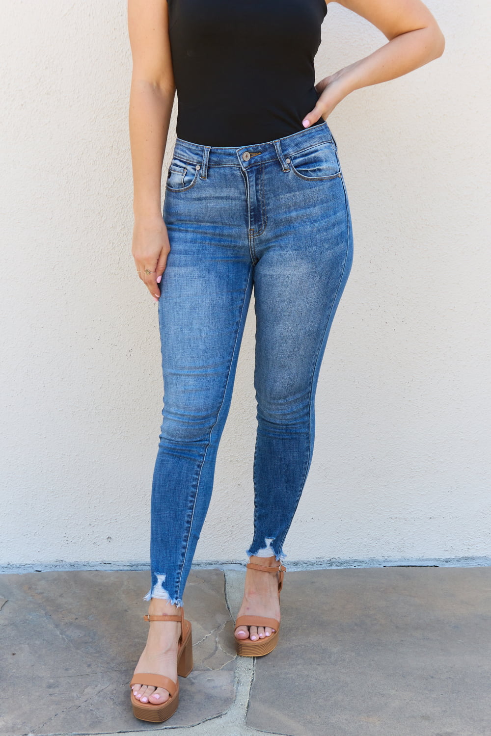 Kancan Lindsay Raw Hem High Rise Skinny Jeans - Online Only