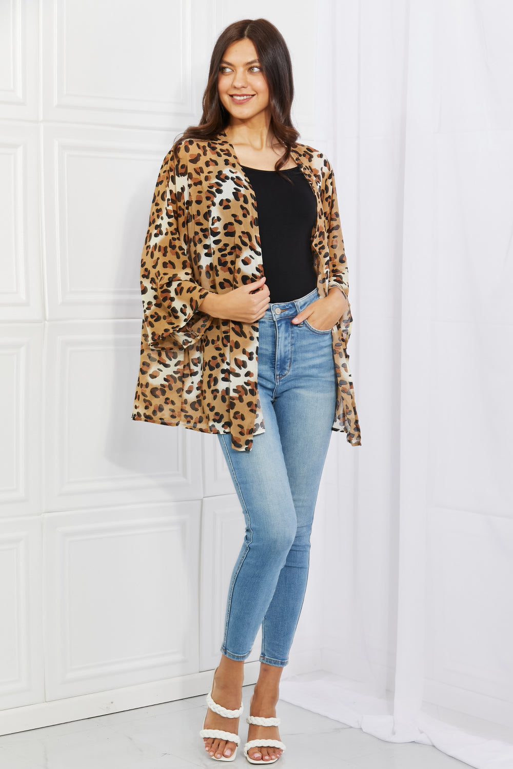 Melody Wild Muse Animal Print Kimono in Camel - Online Only