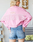 Veveret Fringe Distressed Button Up Denim Jacket