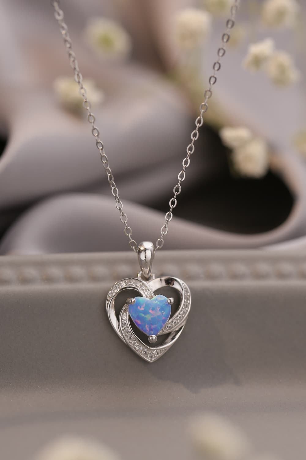Opal Heart Pendant Necklace - Online Only
