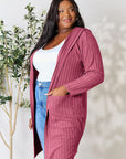 Basic Bae Full Size Ribbed Open Front Long Sleeve Cardigan