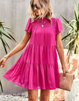 Smocked Puff Sleeve Tiered Mini Dress - Online Only