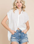 Culture Code Eyelet Crisscross Back Button Up Shirt