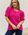 And The Why Bubble textured Puff Sleeve Top
