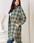 Double Take Plaid Collared Neck Long Sleeve Shirt