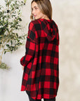 Heimish Full Size Plaid Button Front Hooded Shirt