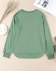 Side Slit Drop Shoulder Sweatshirt - Online Only