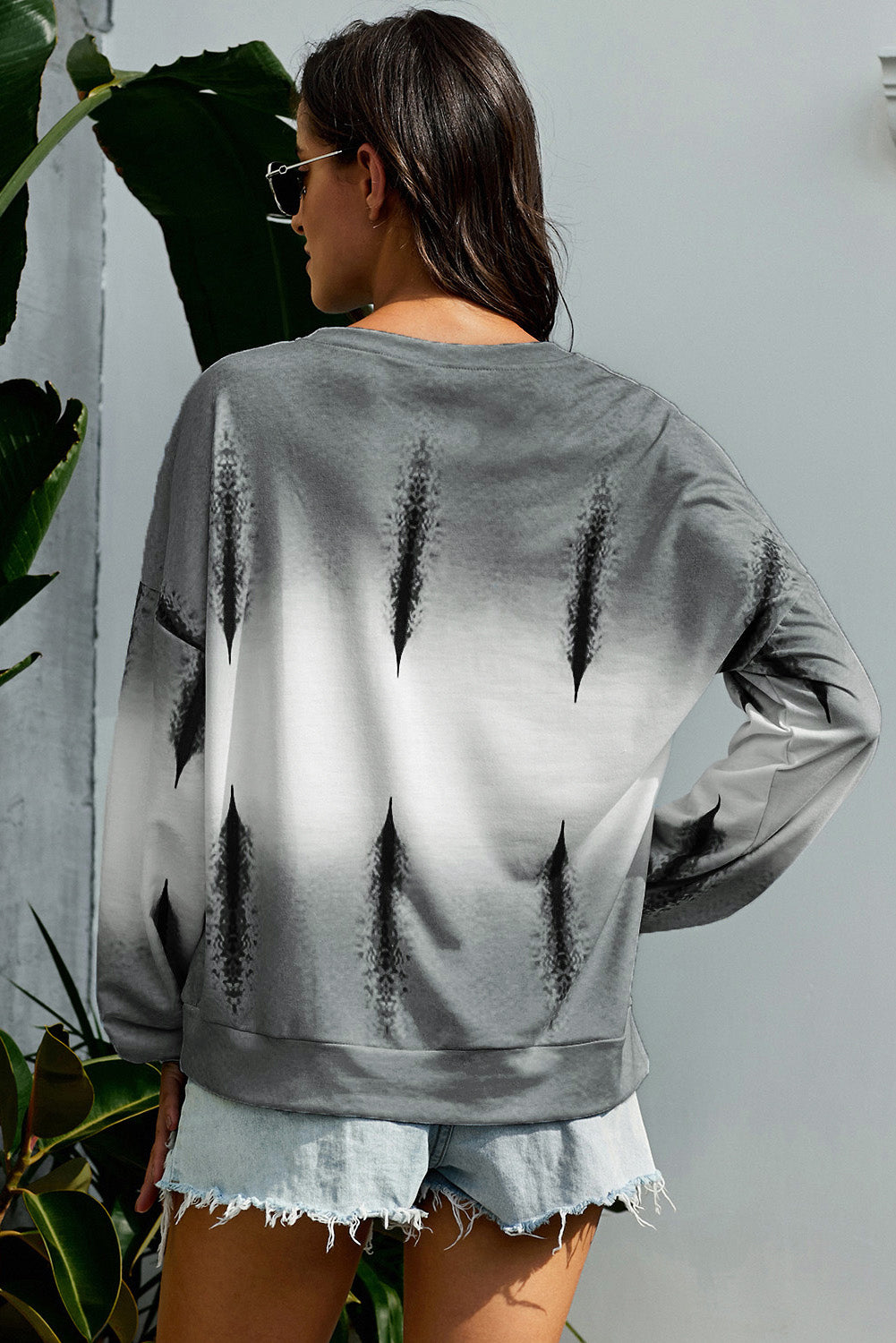 Tie-Dye Drop Shoulder Round Neck Sweatshirt - Online Only