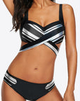 Striped Crisscross Tie-Back Bikini Set - Online Only