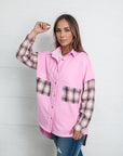 Dropped Shoulder Plaid Print Collared Neck Shirt