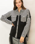 HYFVE Houndstooth Contrast Raw Hem Jacket