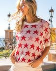 BiBi Star Pattern Round Neck Short Sleeve Knit Top