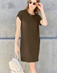 Basic Bae Full Size Round Neck Short Sleeve Dress with Pockets