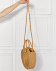 Justin Taylor Feeling Cute Rounded Rattan Handbag in Camel - Online Only