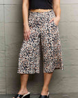 Ninexis Leopard High Waist Flowy Wide Leg Pants with Pockets