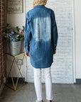 Veveret Pocketed Button Up Washed Denim Shirt