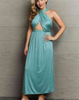 Ninexis Know Your Worth Criss Cross Halter Neck Maxi Dress