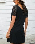 Sheer Striped Raglan Sleeve T-Shirt Dress - Online Only