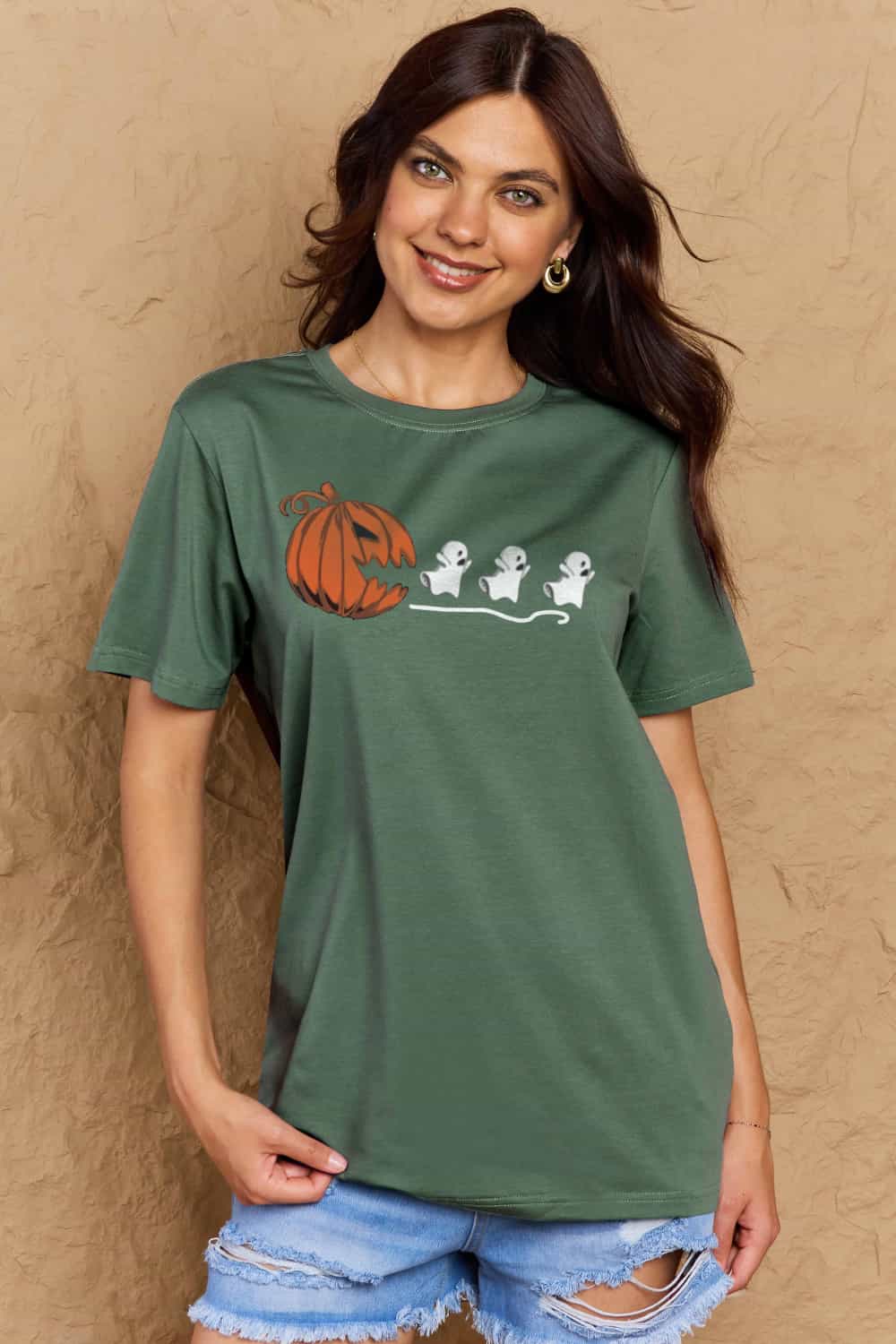 Simply Love Jack-O&#39;-Lantern Graphic Cotton Tee - Online Only