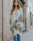 Long Floral Kimono Cardigan by Leto Accessories - Online Only