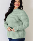 Basic Bae Full Size Ribbed Mock Neck Long Sleeve T-Shirt