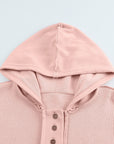 Quarter-Button Exposed Seam Dropped Shoulder Hoodie - Online Only