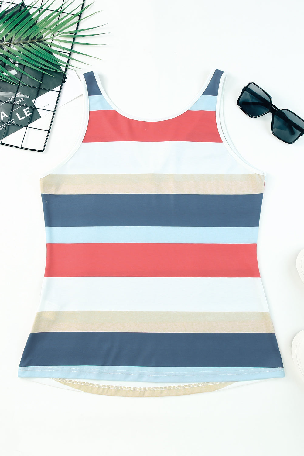 Striped Notched Neck Tank - Online Only