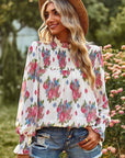 Floral Smocked Lantern Sleeve Blouse - Online Only
