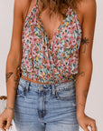 Floral Surplice Neck Top - Online Only