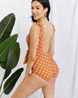 Marina West Swim Full Size Float On Ruffle Faux Wrap One-Piece in Terracotta - Online Only