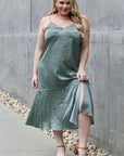 Jade By Jane Wild Thing Full Size Satin Midi Slit Dress - Online Only