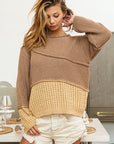 BiBi Texture Detail Contrast Drop Shoulder Sweater