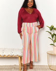 Double Take Striped Smocked Waist Pants with Pockets