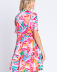 GeeGee Printed Short Sleeve Ruffle Hem Dress