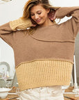 BiBi Texture Detail Contrast Drop Shoulder Sweater