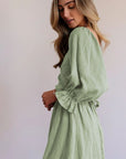 Smocked Square Neck Flounce Sleeve Dress - Online Only
