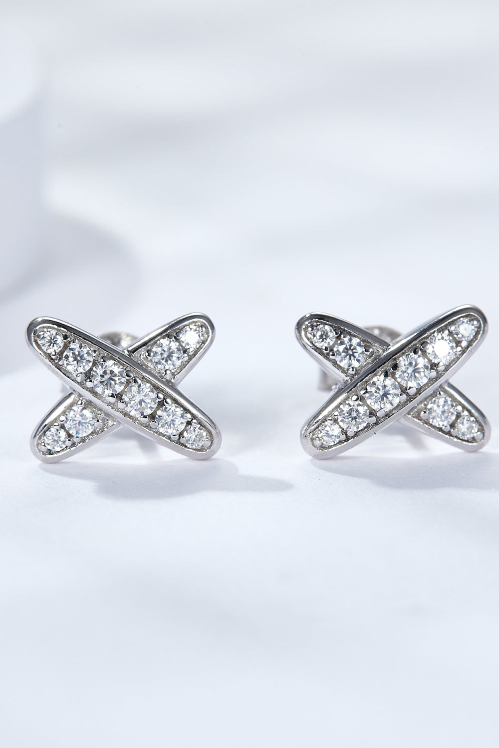 925 Sterling Silver X-Shape Moissanite Earrings - Online Only