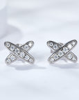 925 Sterling Silver X-Shape Moissanite Earrings - Online Only