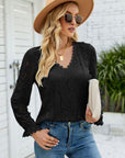 V-Neck Flounce Sleeve Lace Top - Online Only