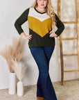 Hailey & Co Full Size Colorblock V-Neck Blouse