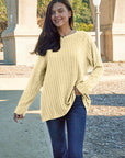 Basic Bae Full Size Ribbed Round Neck Long Sleeve Knit Top